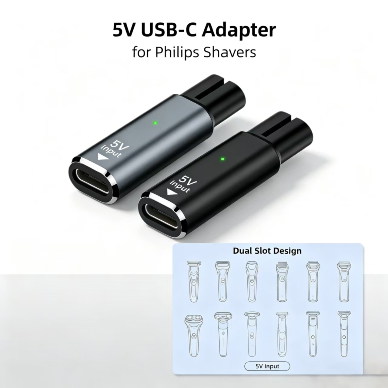 5V Type‑C Female to Dual Slot  - Electric Shaver Rotary 评论和价格